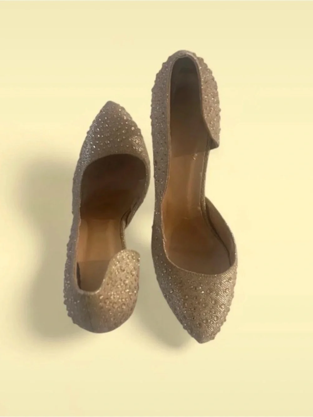 Embellished Gold Pointed-Toe Pumps